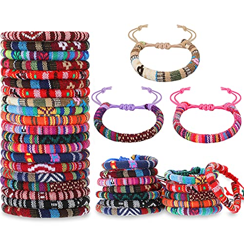20 Pieces Nepal Woven Friendship Bracelets Adjustable Braided Bracelets with Sliding Knot Closure Ethnic Boho Colorful Handmade Wrap Bracelets Anklet Bracelets for Women Men Teen Girls