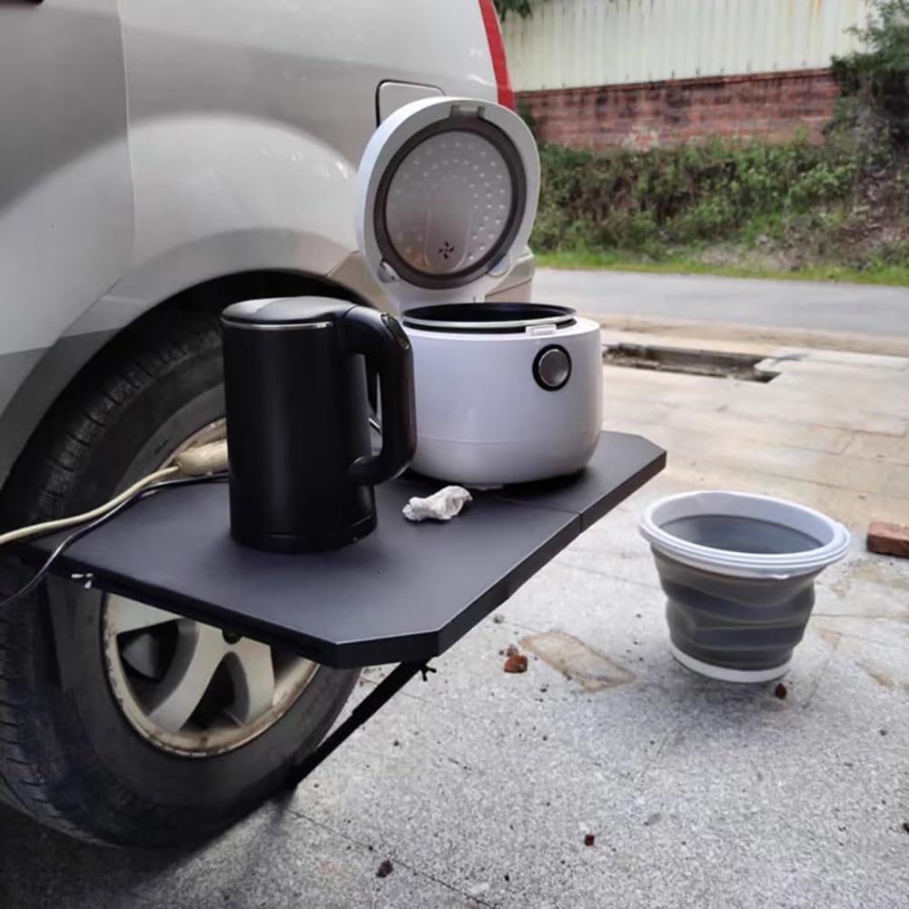 Przenośny stół kempingowy, aluminiowy składany stół piknikowy, regulowana wysokość, pojemność 20 kg, z przyczepą kempingową i torbą na zakupy na świeżym powietrzu