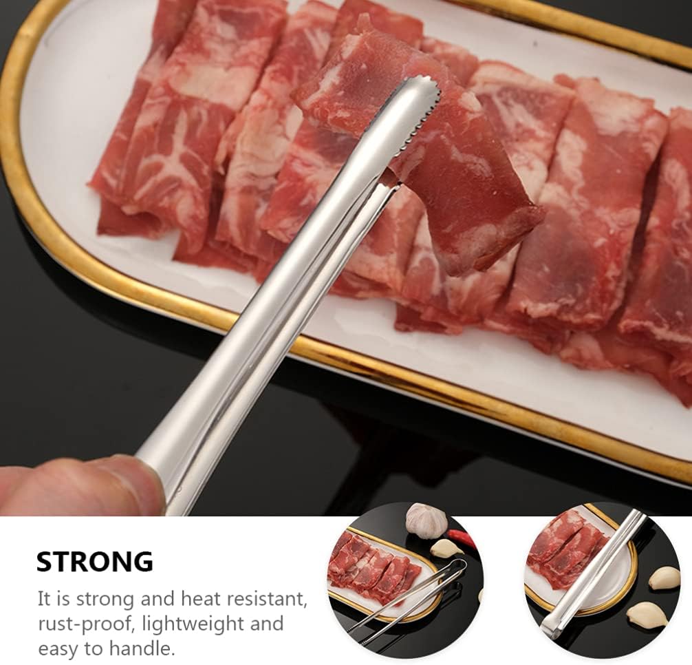 2pcs Steak, Stainless Steel Food, Kitchen Multi- Function for BBQ, Meat, Vegetables, Charcoal Tongs