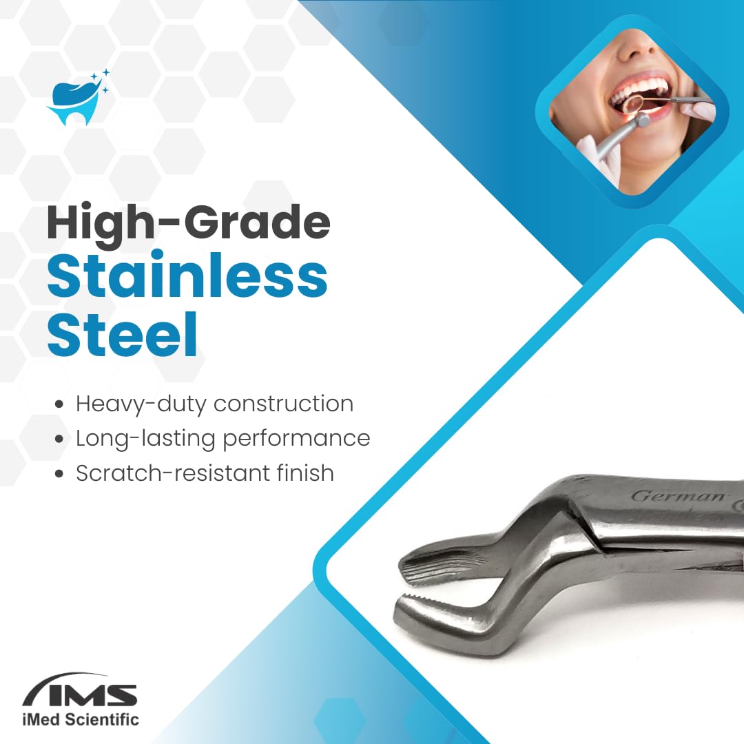 IMEDS Dental Extracting Forceps #10S with Serrated Offset Beaks Tooth Extraction German Stainless Steel Professional Tools for Dentist Student Training
