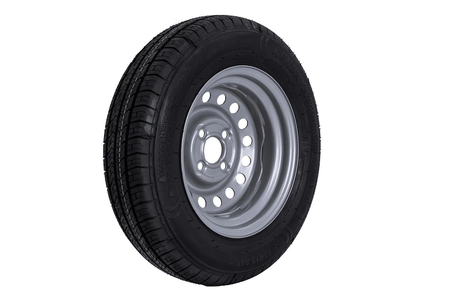KENDA Ruota Completa per Rimorchio Leggero 155/80 R13 84N con Cerchio in Acciaio 4Jx13"H2 4x100 ET30, Portata 500 kg per Carrelli e Camper