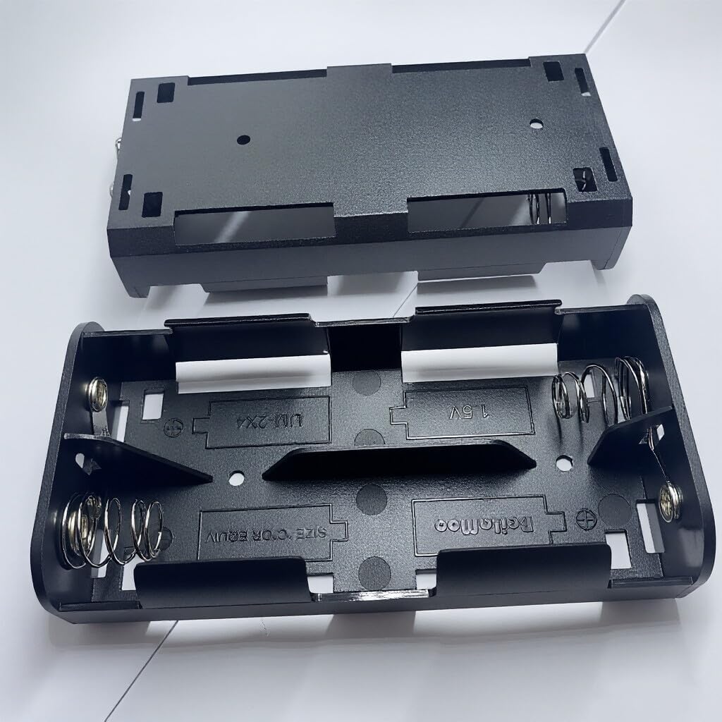 2Pcs Battery Holder for 4 x C Cell and 6V Snap Wire Leads Kit, 4-Slot 6V C Size Battery Power Case for Circuit DIY and DC Equipment