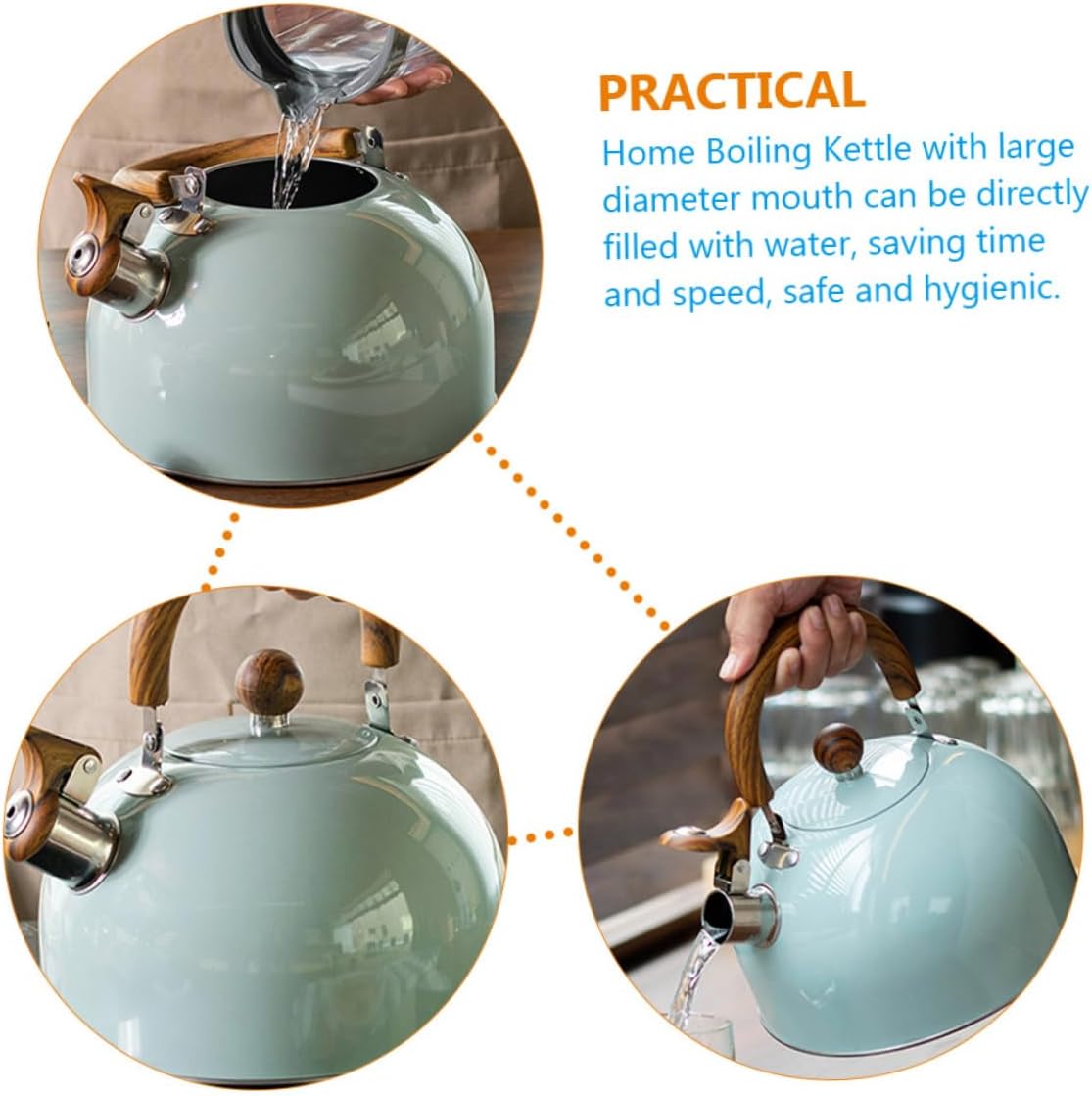 Whistling Kettle 3L Stainless Steel Tea Pot Handle Creative Sounding Kettle for Boiling Water for Home and Kitchen