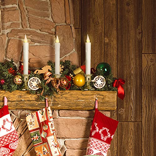 Image of LampLust Christmas Window Candles Battery Operated with Timer, 6 Pack Christmas Candles, Gold Holders, Remote, Warm White Light, Electric Welcome Candle Holiday Window Sill Decorations