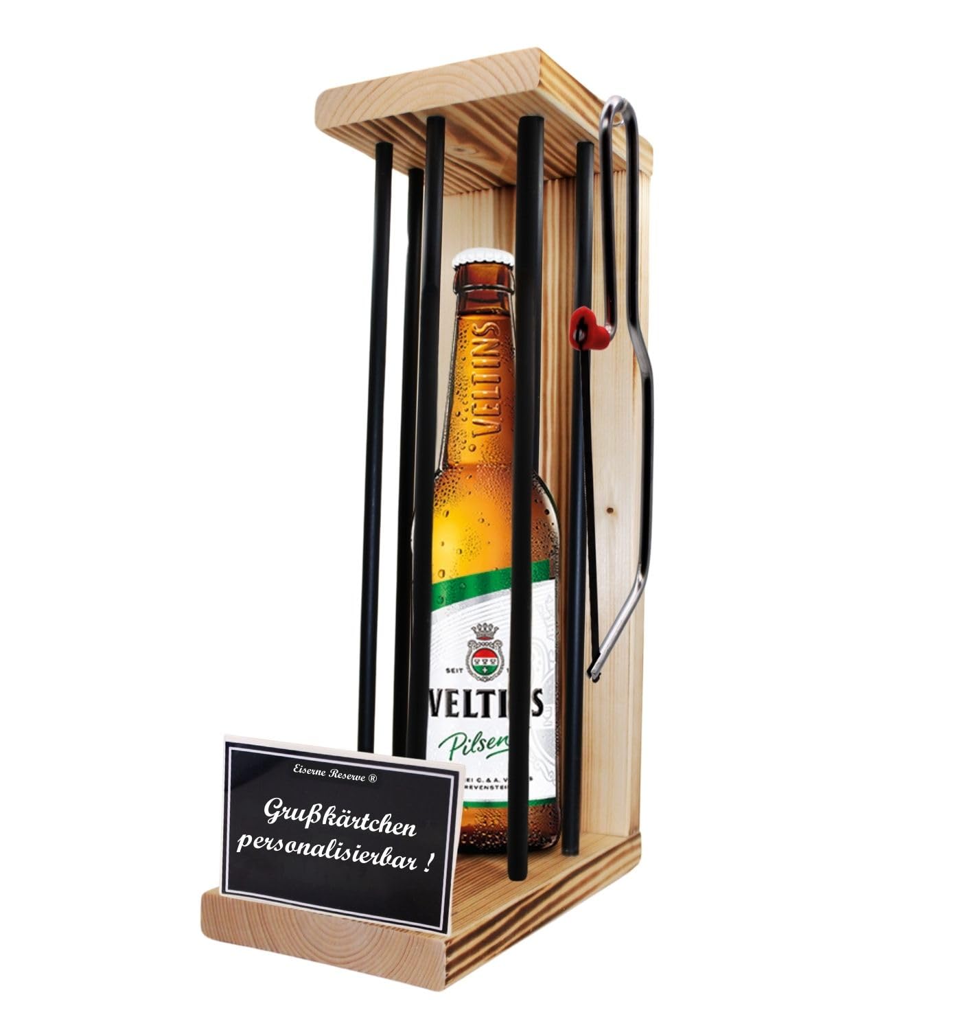 Personalisierte Geschenke für Männer Frauen Geschenkidee - Eiserne Reserve Black Edition Veltins Pilsener Bier (1 x 0.5 l) incl. Notsäge - Papa Mama Geburtstag Hochzeit