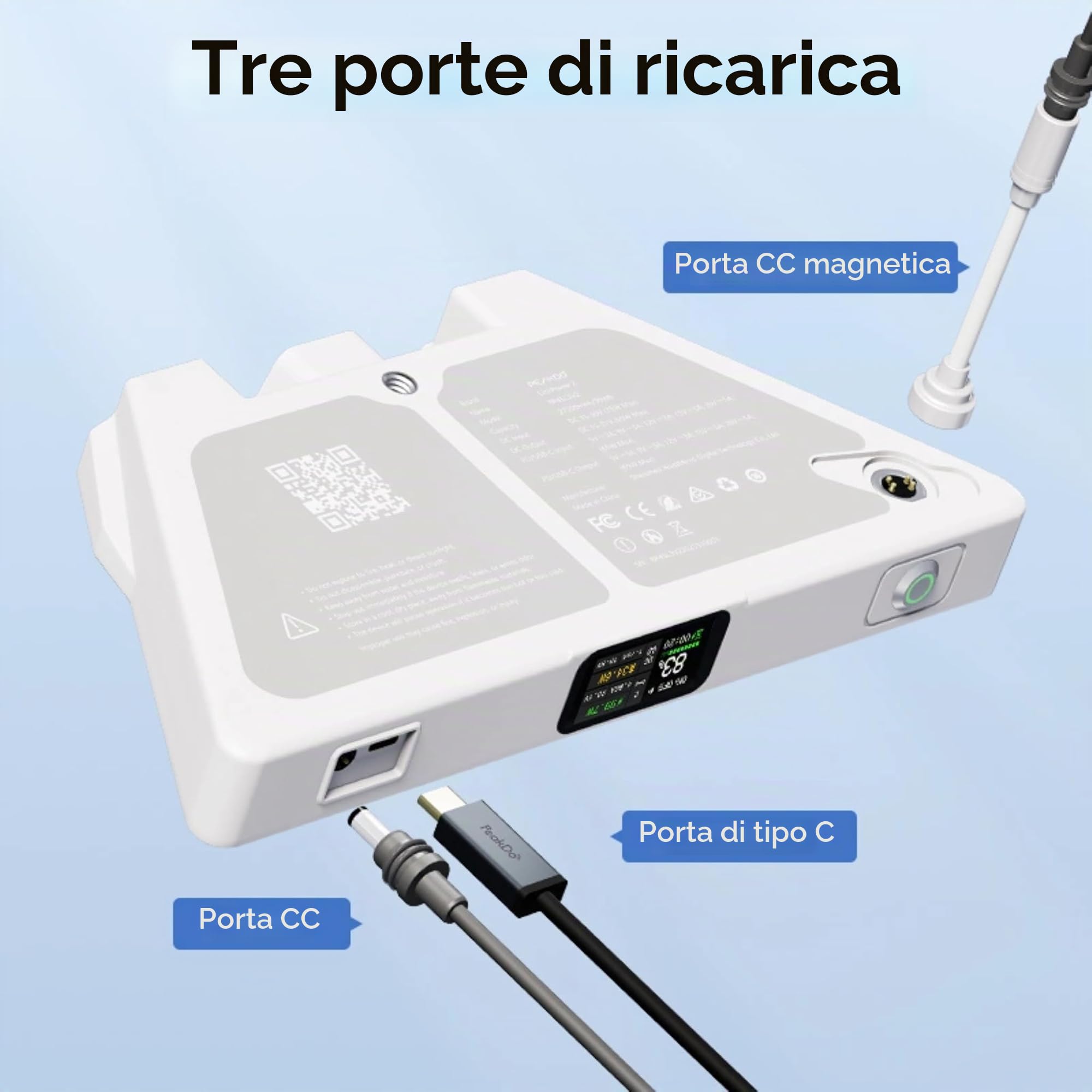 LinkPower 2 Power Bank per Starlink Mini, 99 Wh/27.500 mAh, batteria portatile conforme alle compagnie aeree, 65 W USB-C PD, uscita CC, display LCD, controllo app Bluetooth