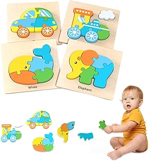 4 Pcs Wooden Puzzles for Toddlers 3-5 Vehicle Shape Jigsaw Sensory Toys Wooden Vehicle Toddler Puzzles Montessori Toys Montessori Jigsaw Puzzles for 3 4 5 Year Old Kids Infant Toddlers