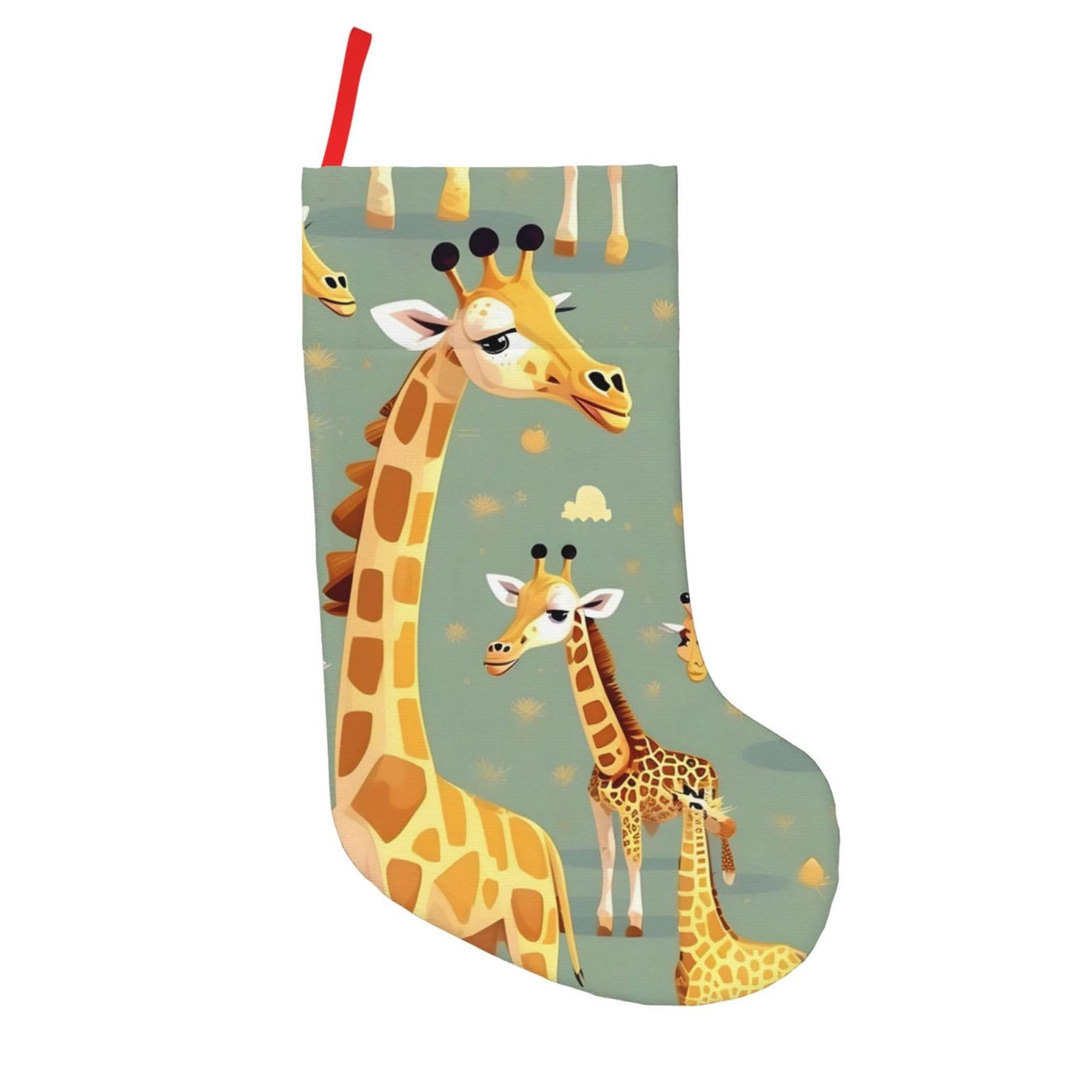 Longzehao 18" Cute Wild Cartoon Giraffes Print Christmas Stockings for Family Holiday Decoration Xmas Party Fireplace Hanging