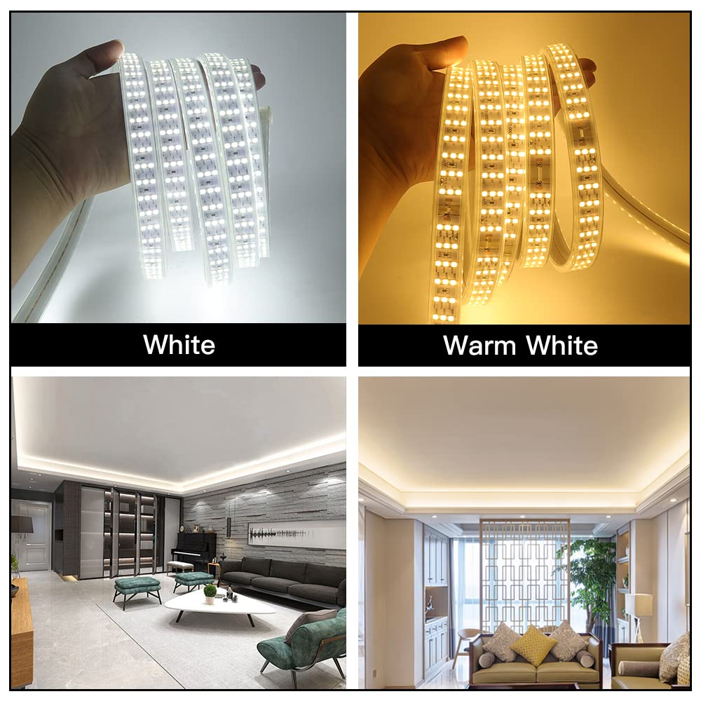 220V Ruban LED Dimmable, 9m Blanc Froid 6000K 276LEDs 2841,Lumineux Bandeau Led,Bande LED imperméable avec Variateur, DC Connecteurs,Eclairage Intérieur pour Meuble,Escalier,Chambre, Cuisine