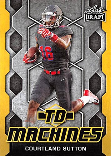 Courtland Sutton Football Card (SMU Mustangs, Denver Broncos) 2018 Leaf Draft TD Machines GOLD #TD5 Rookie