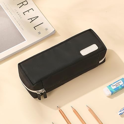 Miniatura 2 de Estuche organizador pequeño con cremallera, estuche estético para lápices de luz, bolsa negra para lápices para hombres y mujeres