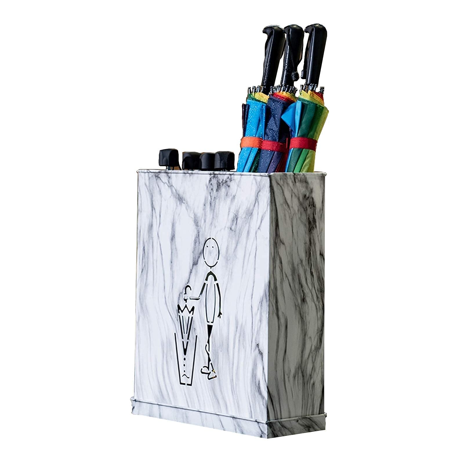 WXPGFEQ Metal Wrought Iron Umbrella Stand, Holds 8-10 Umbrellas with Removable Drip Tray for Entryway