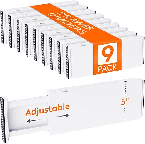 Miniatura 24 de Lifewit - Paquete de 8 separadores de cajones de plástico de 15 cm de alto, 34-56 cm ajustables, organizadores de cajones para ropa, separadores