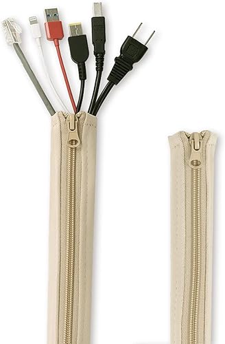 Funda flexible para organización de cables con cremallera, sistema organizador de cables extensible, soporte de cubierta de cable de alambre,