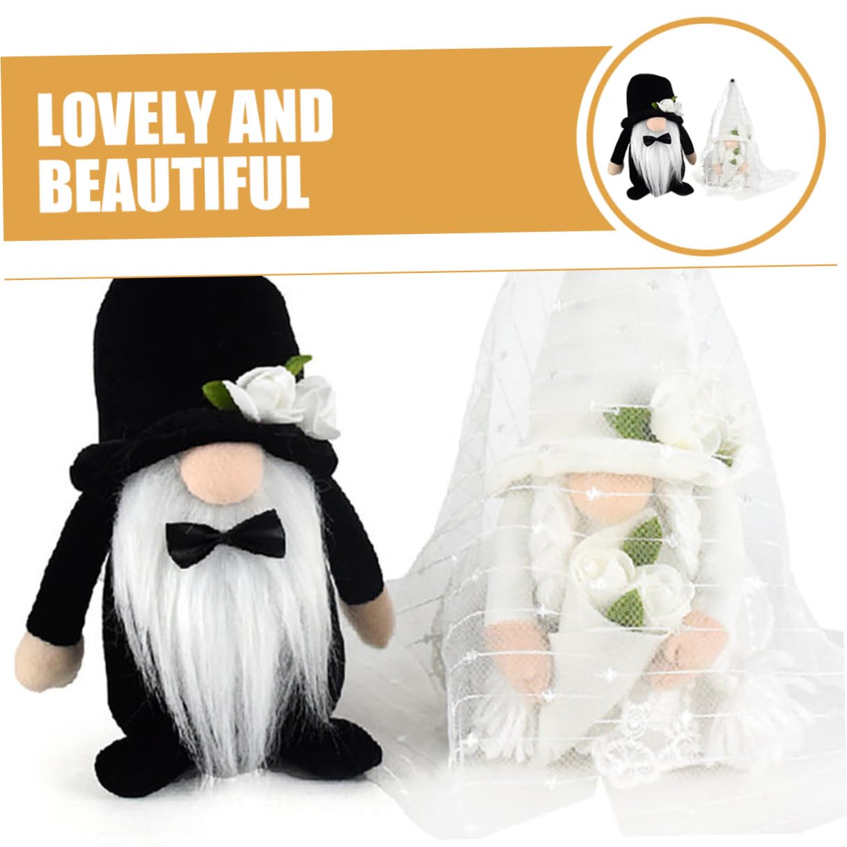 Hemobllo 2 Stück Teiliges Hochzeit Wichtel Deko Faceless GNOME Puppen Braut und Bräutigam Figuren Stehende Plüschornamente für Tisch und Fenster Romantische Hochzeitsdekoration