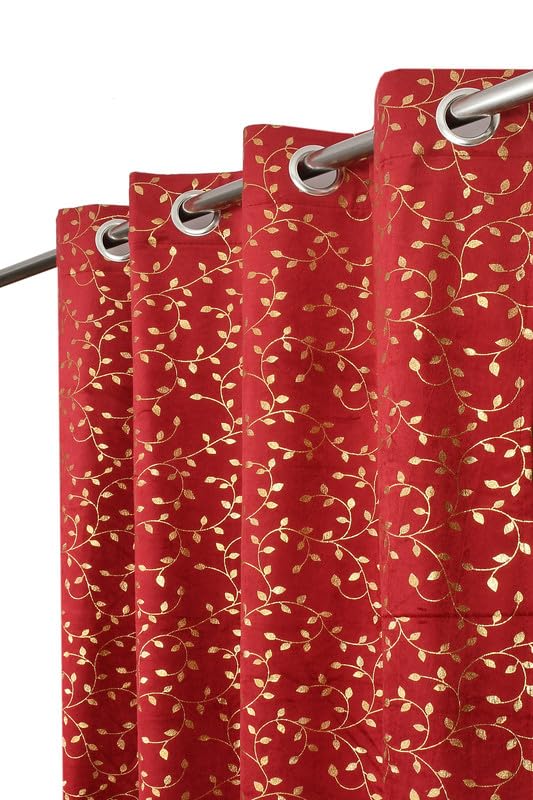 FabFabriX Heavy Velvet Fabric Luxury Looks Room Darkening Patti Designer Curtains Long Door for 9 Feet, Maroon, Pack of 3 Pieces (B0CZR64DXM) Amazon Price History, Amazon Price Tracker