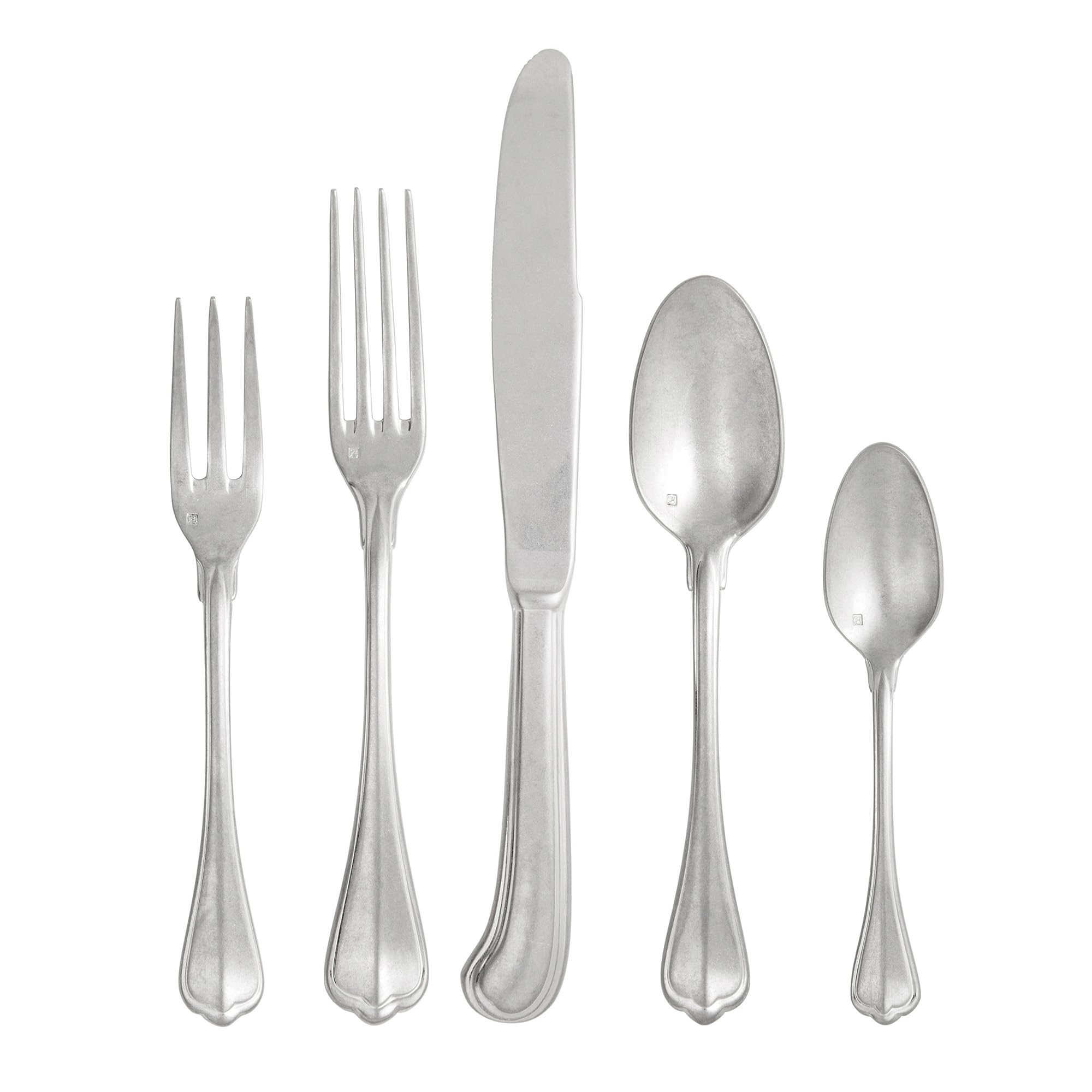 FORTESSA San Marco 18/10 Stainless Steel Flatware, 20 Piece Place Setting With Table Knives, Forks and Spoons (Service For 4), Dishwasher Safe, Antiqued