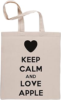 Keep Calm And Love Apple Borse Per La Spesa Riutilizzabili Shopping Bag Beige