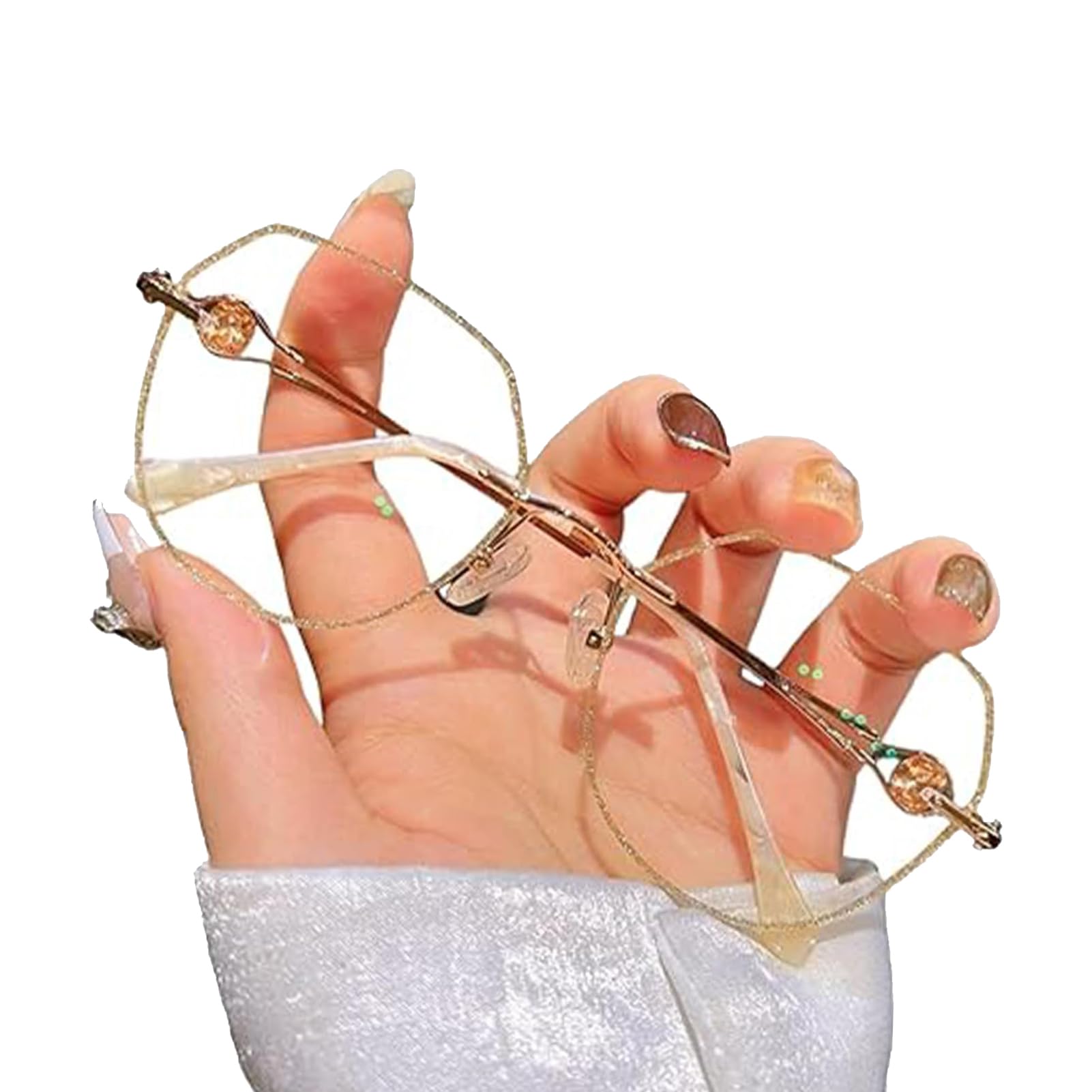 Koconh Women's Diamond Rimless Anti-Blue Light Presbyopia Glasses - Ultra Light Blue Light Glasses for Women