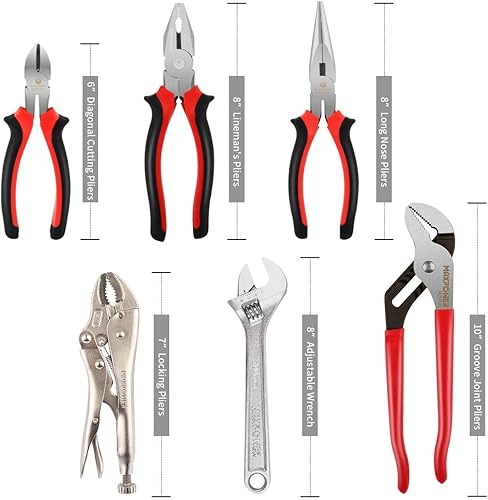 Miniatura 2 de MAXPOWER Caja de herramientas de plástico de 16 pulgadas y juego de llaves de alicates de 6 piezas