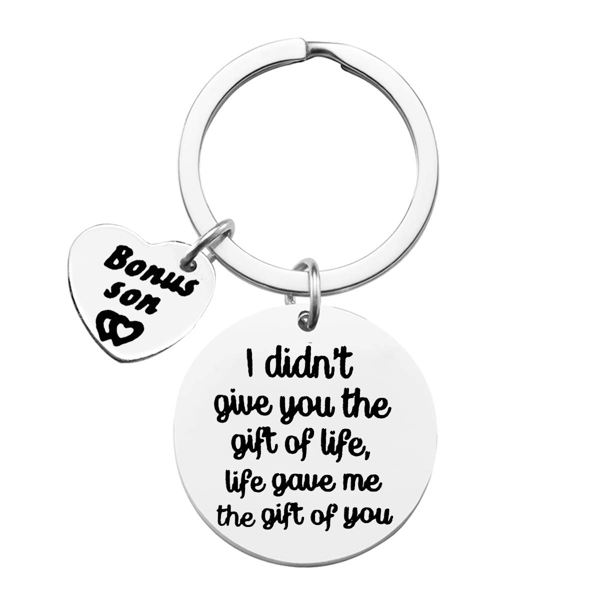 Huwujiu Unisex Silver2 Bonus Son Gift Keyring I Didn't Give You The Gift Of Life Life Gave Me The Gift Of You Keyring Son In Law Gifts Adoption Gift Stepson Gifts From Step Mum Step Dad