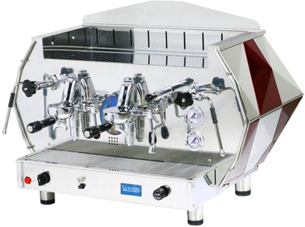 La Pavoni DIA 2V-R 2-Group Diamante Volumetric Espresso Coffee Machine Ruby Red 14L Boiler Water Capacity Cup Selection