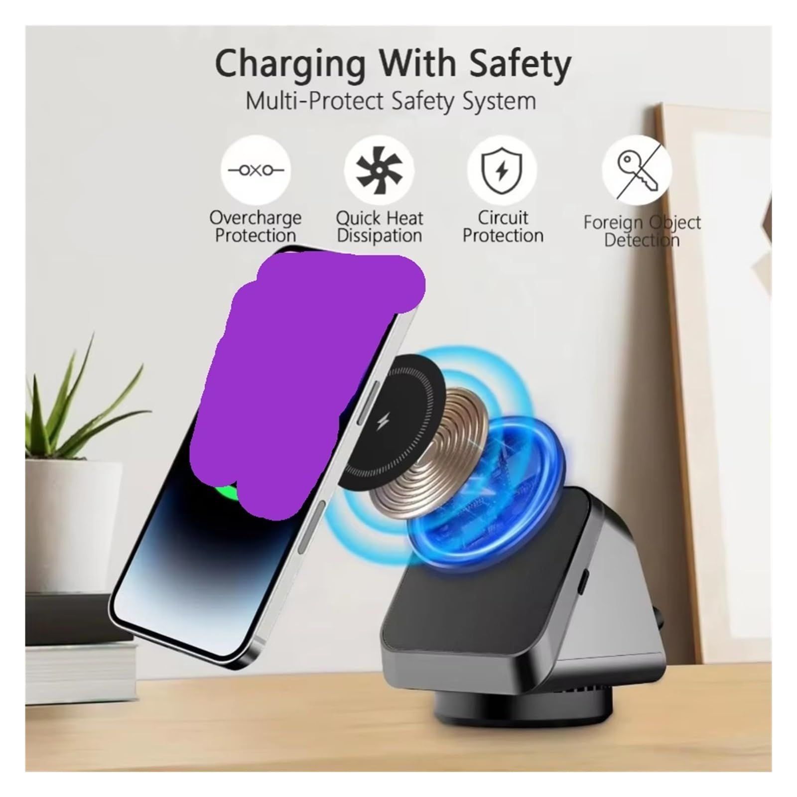 Bezprzewodowa ładowarka, Obrotowa, 360-stopniowa, bezprzewodowa ładowarka 3 w 1, magnetyczna stacja szybkiego ładowania telefonów, słuchawek i zegarków(NO Watch Charger)