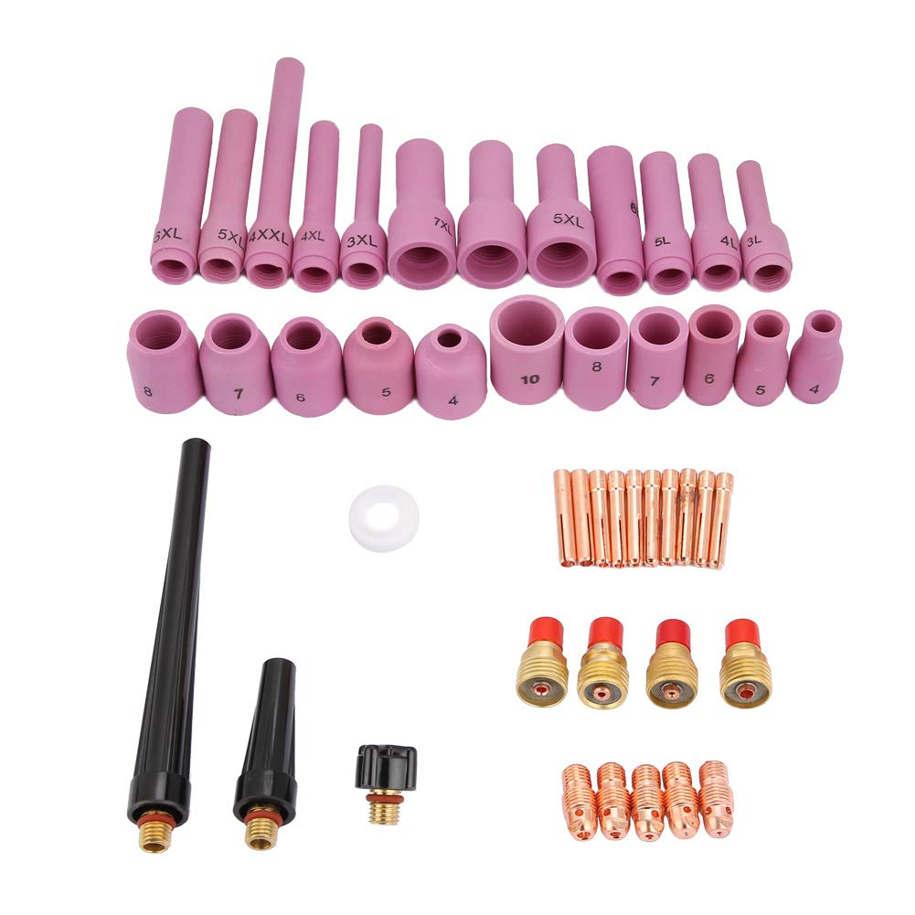 Akozon 46pcs Set di Materiali di Consumo per Torcia per la Serie WP -9/20/25 - Ugelli TIG, Parti degli Ugelli del Gas, Accessori Essenziali di Saldatura