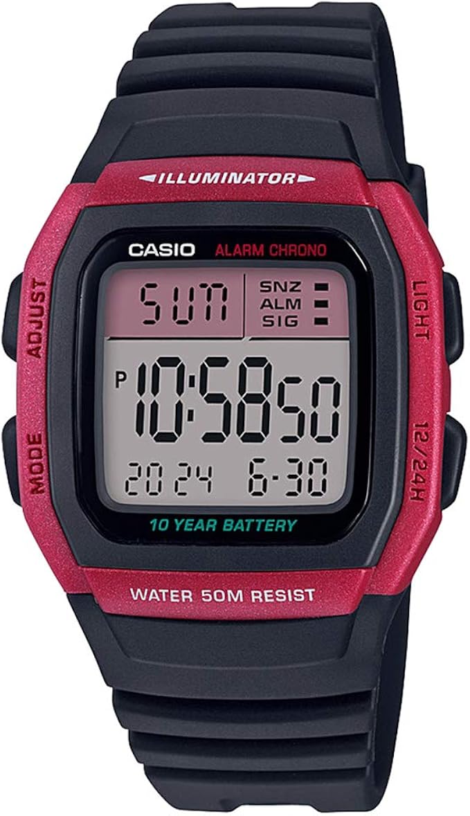 Casio W-96H-4A Original Multifunction 50M WR Sport Red Mens Watch W-96H New  : Amazon.it: Orologi