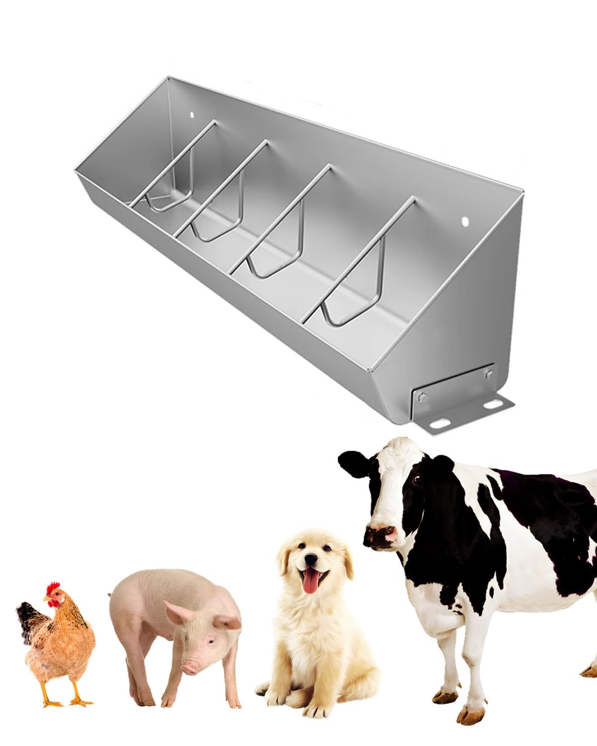 Mangeoire à bétail multi-trous avec réservoir pour chiens et poulets