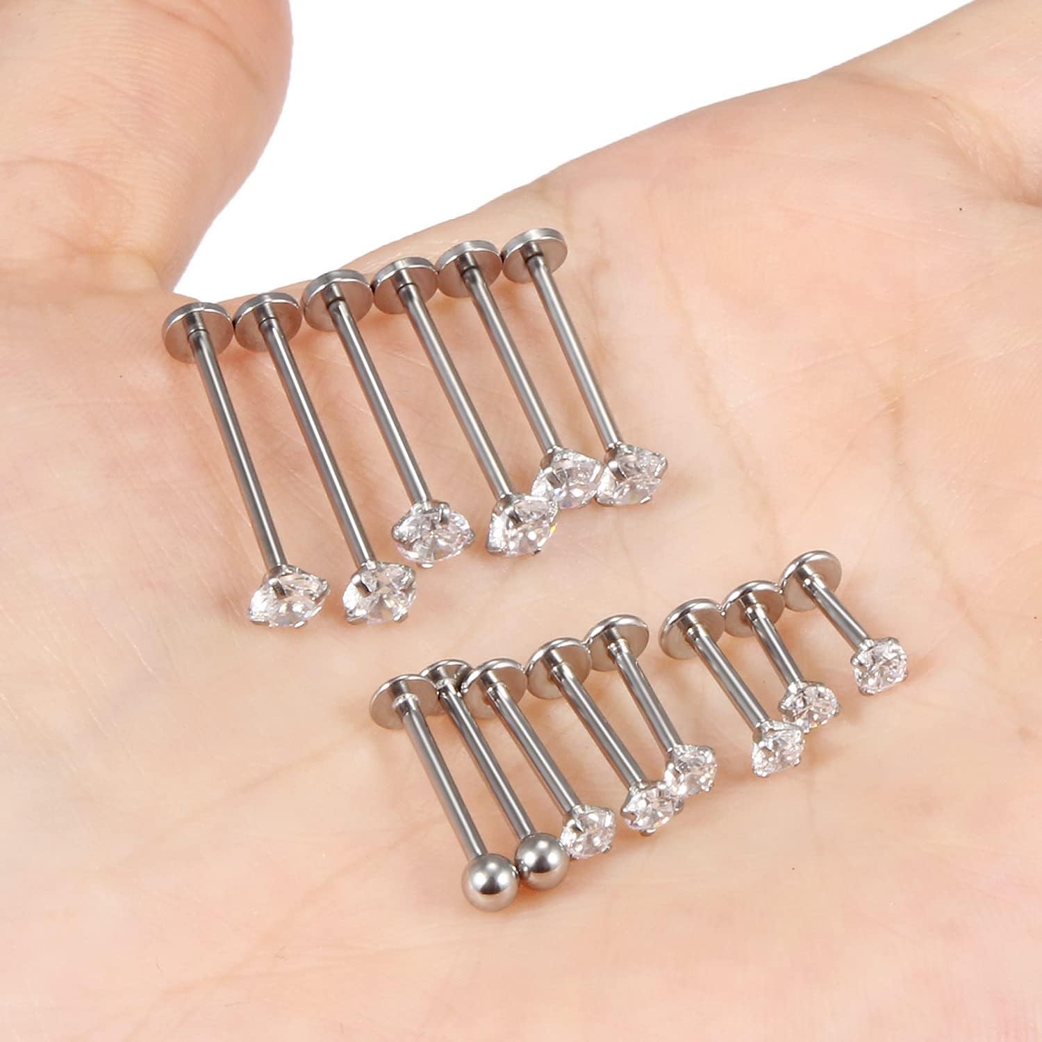 Yaalozei 20G 16G 14G Different Sizes Lip labret Monroe Medusa Rings Stud Surgical Steel Long Cheek Dimple Rings Piercing Jewelry for Women Men Bar Length 6mm-19mm - Image 4