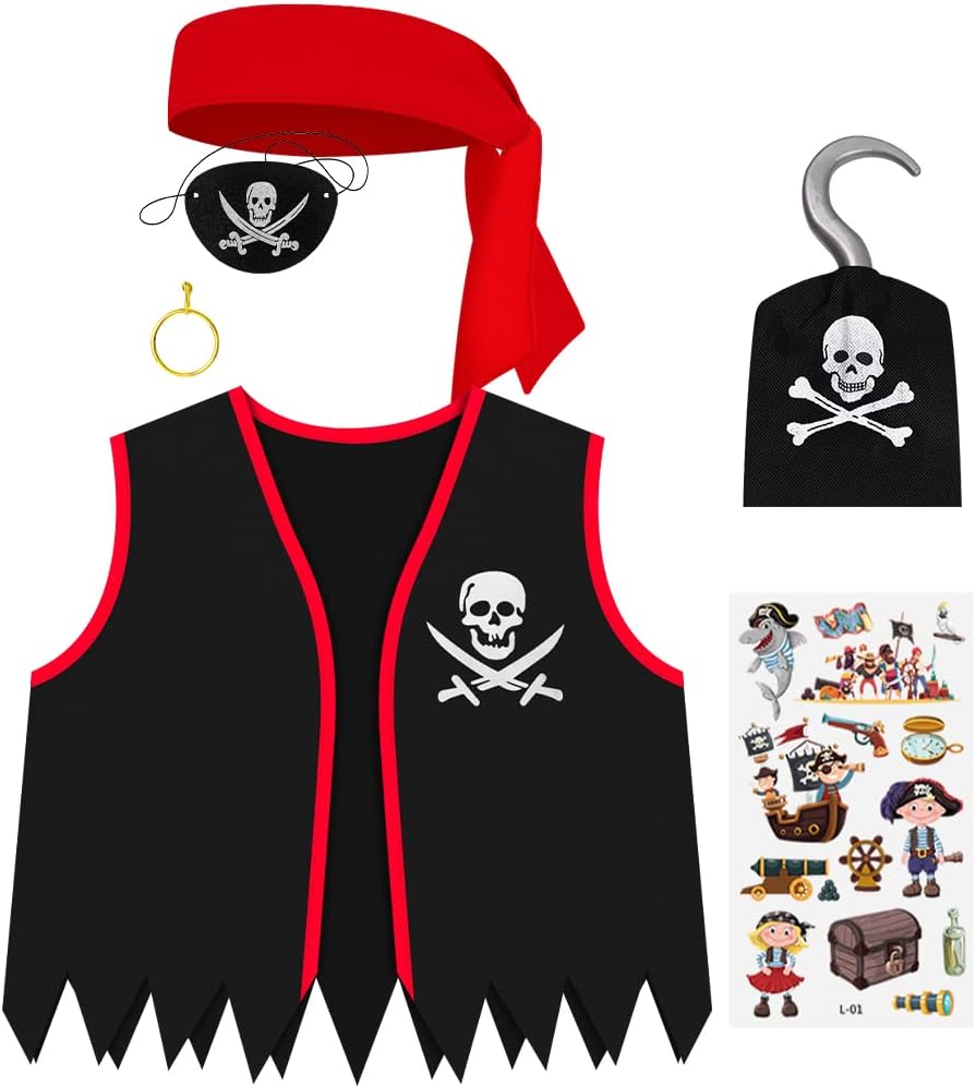Pirate Costume Accessories Kit Boys Pirate Capitain Fancy Dress Kids Role Play Dress Up Party Birthday Party Halloween Costume