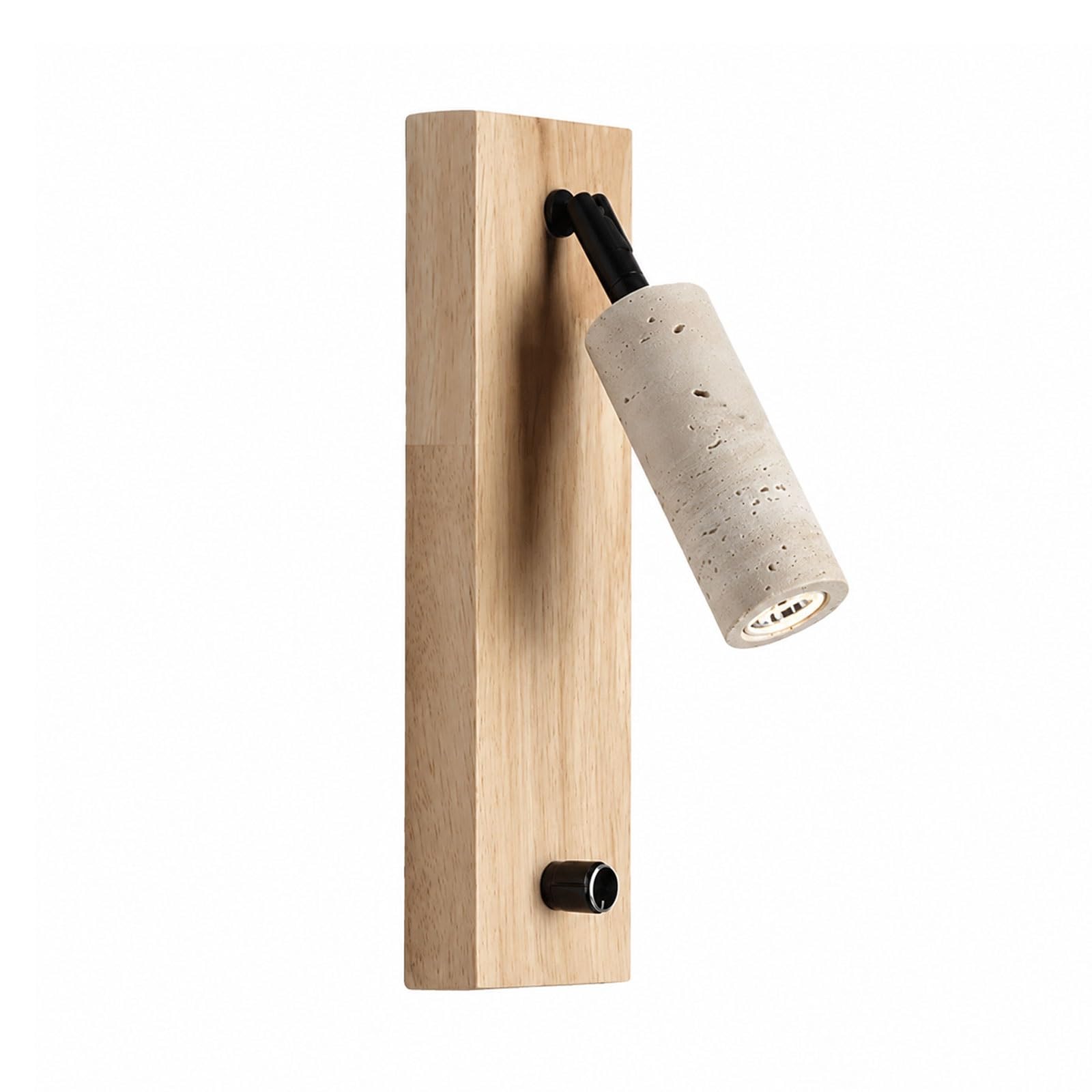 SXWNBIFH Adjustable Travertine Wall Lamp Rotatable Wood Wall Sconce, G9 Socket Indoor Accent Wall Lamp, Minimalist Head Wall Light for Bedroom Bedside Hallway Kitchen