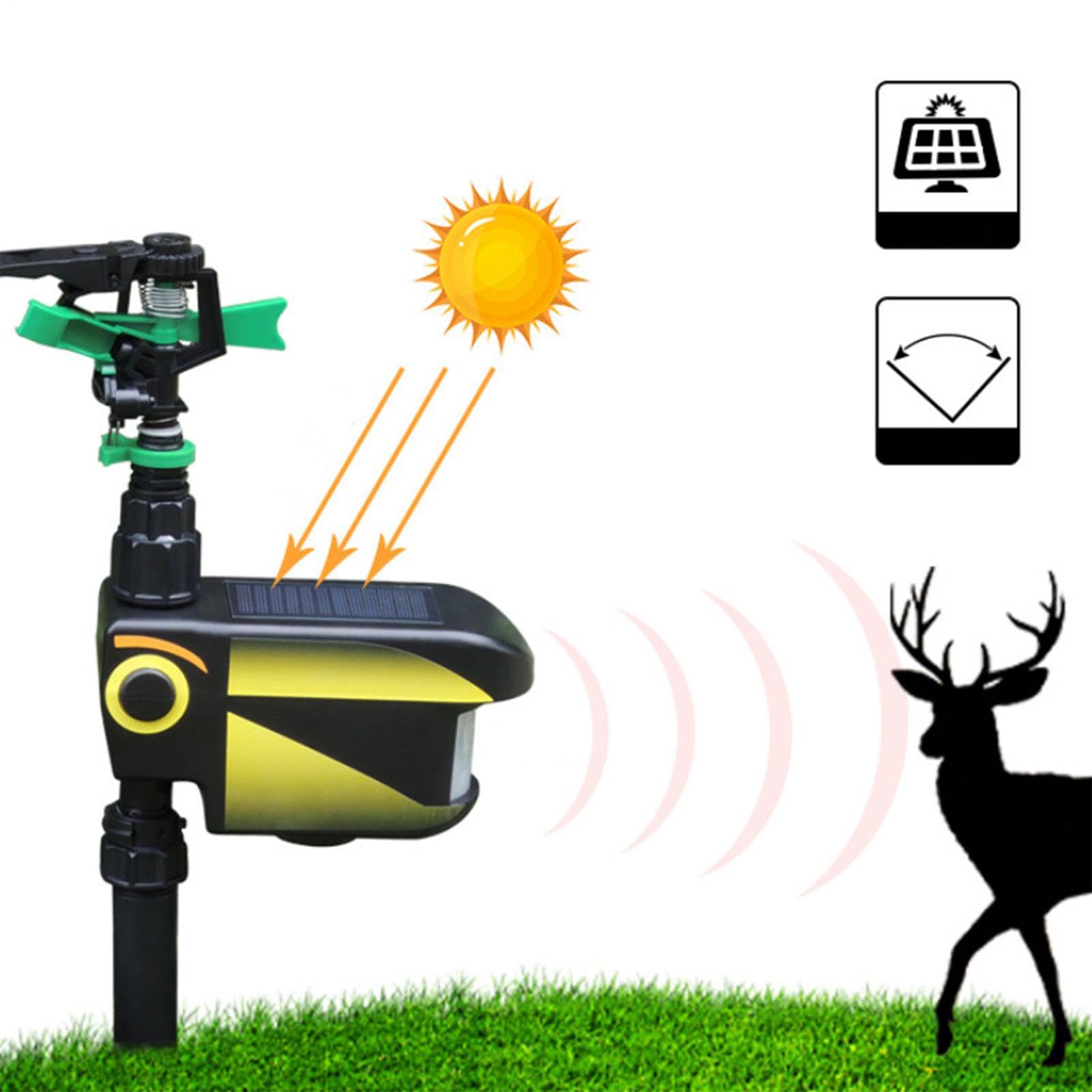 Repeller di animali per giardino - spruzzatore di gatti ad ultrasuoni e | deterrente per cani, repellente per animali a energia solare | Sprinkler 'acqua del sensore di movimento per cantiere