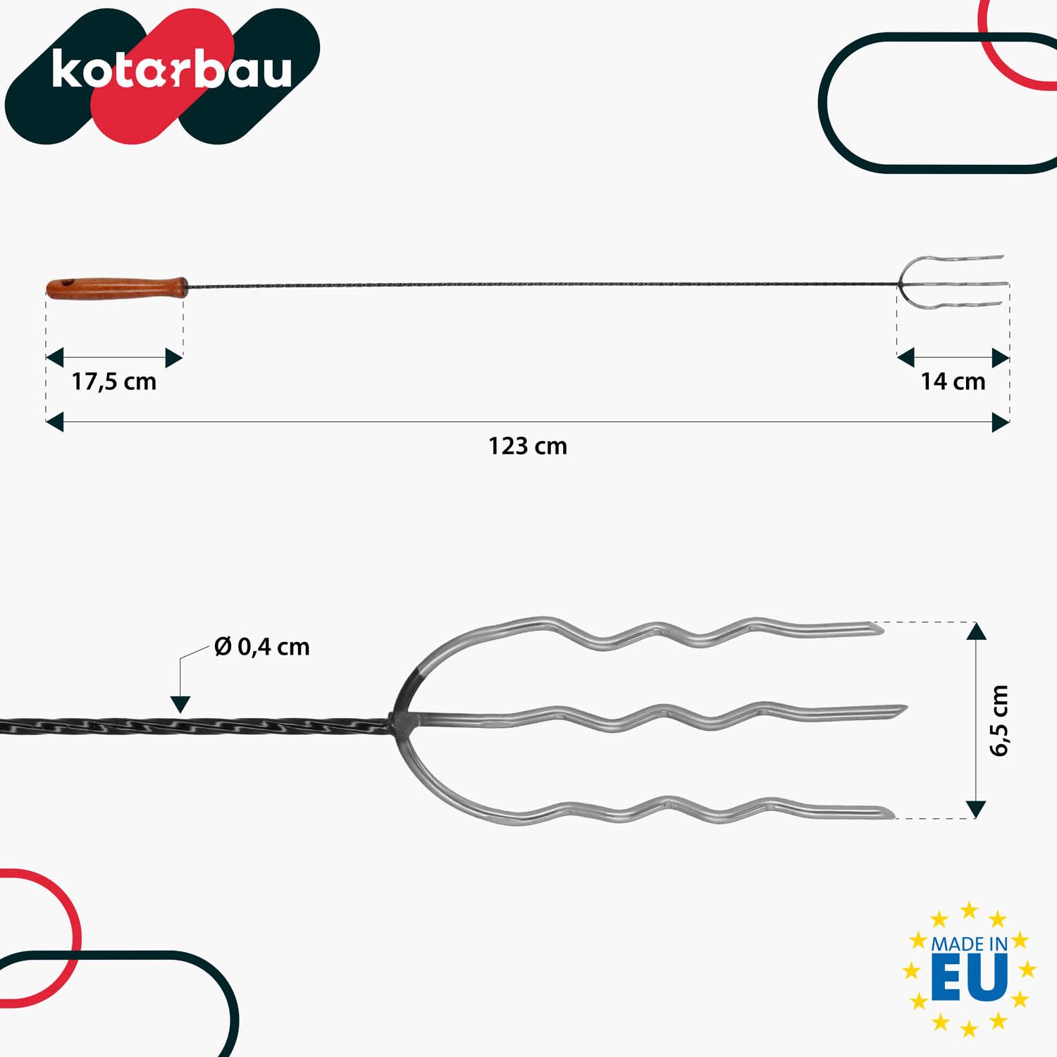 KOTARBAU® Widełki Ogniskowe Grillowe Widelec Trójzębny Na Ognisko Grilla Kijek Na Kiełbasę 123 CM Zestaw 10 SZT