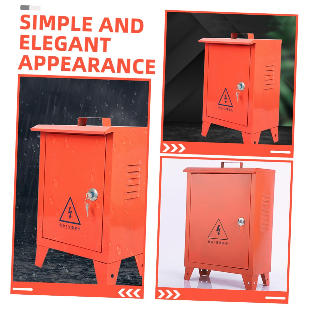 Zerodeko Weatherproof Outdoor Distribution Box Portable Handheld Electrical Panel Box 250x300x180mm for Construction Site Temporary Power Protection