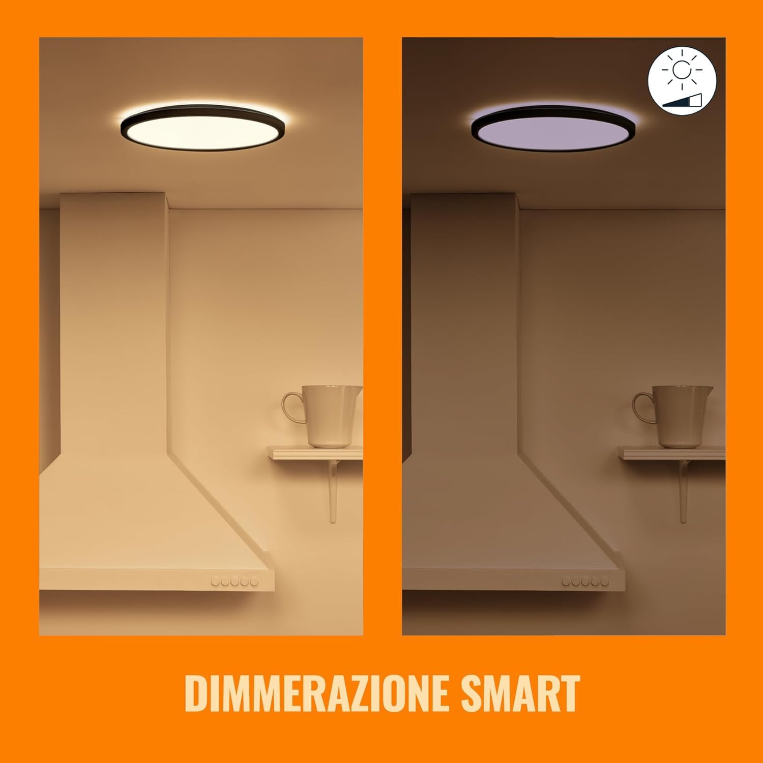 WiZ Plafoniera Smart SuperSlim WiFi, Luce Bianca da Bianca a Fredda Dimmerabile, 16W, Nero, Tecnologia SpaceSense, Controllo Vocale (Alexa, Apple HomeKit, Google Home)