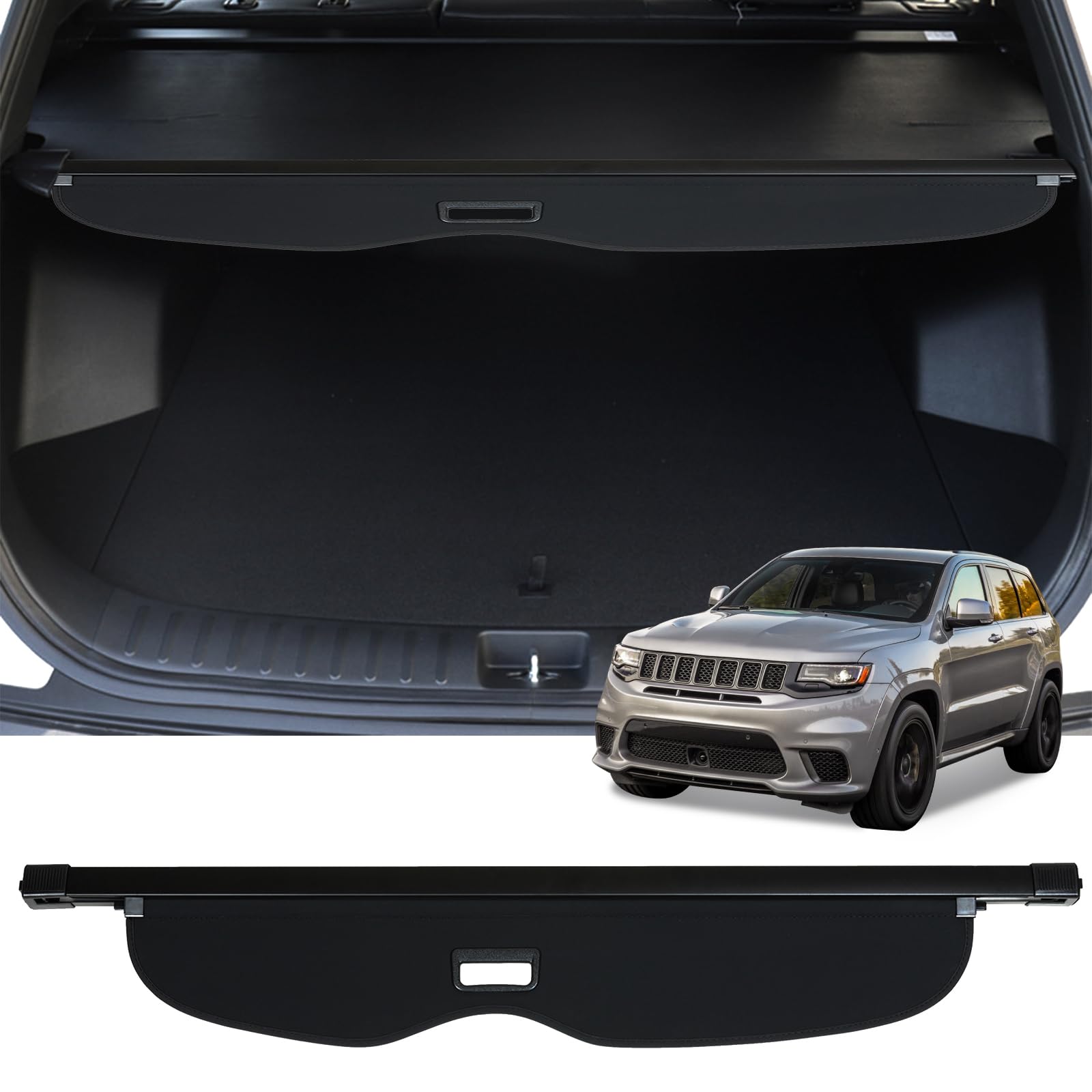 Cargo Cover Designed for 2011-2021 Jeep Grand Cherokee Rear Retractable Trunk Shielding Shade Luggage Privacy Cover Black