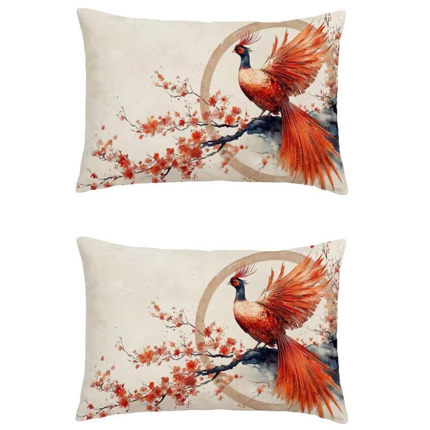 Housse coussin exterieur orange brûlée 60x80 rectangulaire en lin