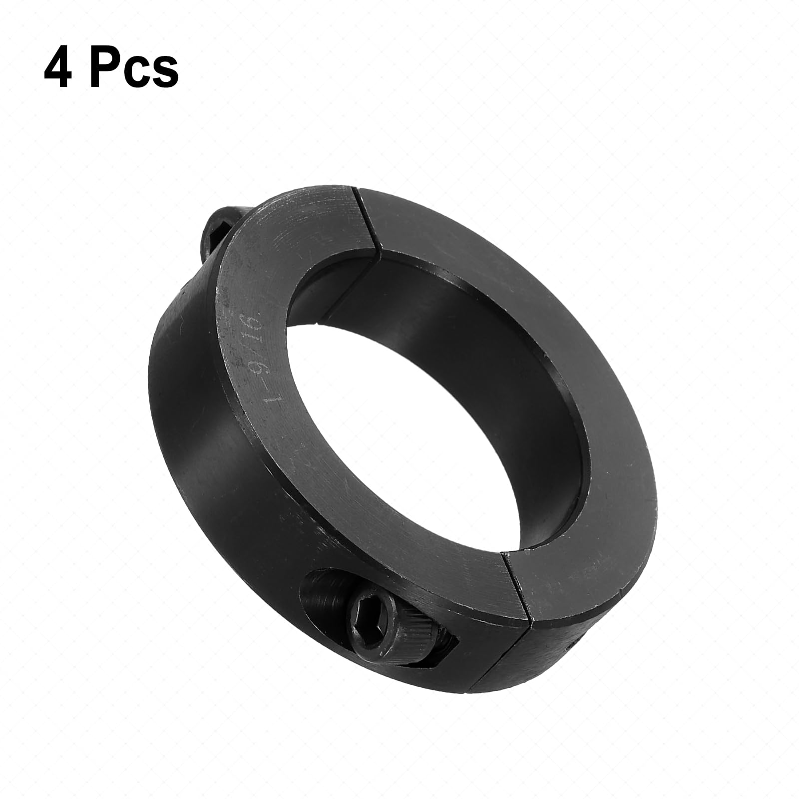 QUARKZMAN 4 Pezzi Doppio Collare A Scissione Per Albero Da 1-9/16", Collare Di Serraggio A Due Pezzi, Diametro Esterno 2-3/8", Larghezza 9/16" Acciaio Ossidato Nero, Stile Vite Di Serraggio
