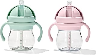 OXO Tot Transitions Straw Cup with Handles 6 oz. - Opal and Blossom - 2 Pack