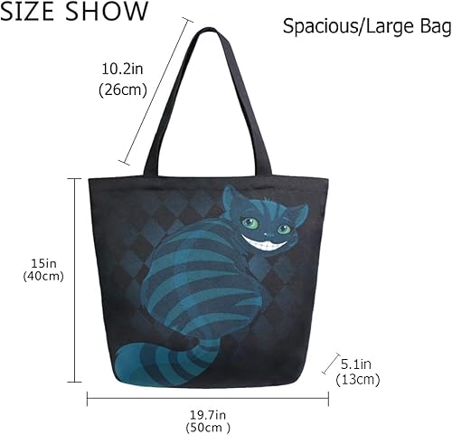 Miniatura 3 de ZzWwR Elegante bolso de hombro extra grande con patrón lindo para playa, viajes, fin de semana, gimnasio, compras de comestibles, Cheshire Cat,