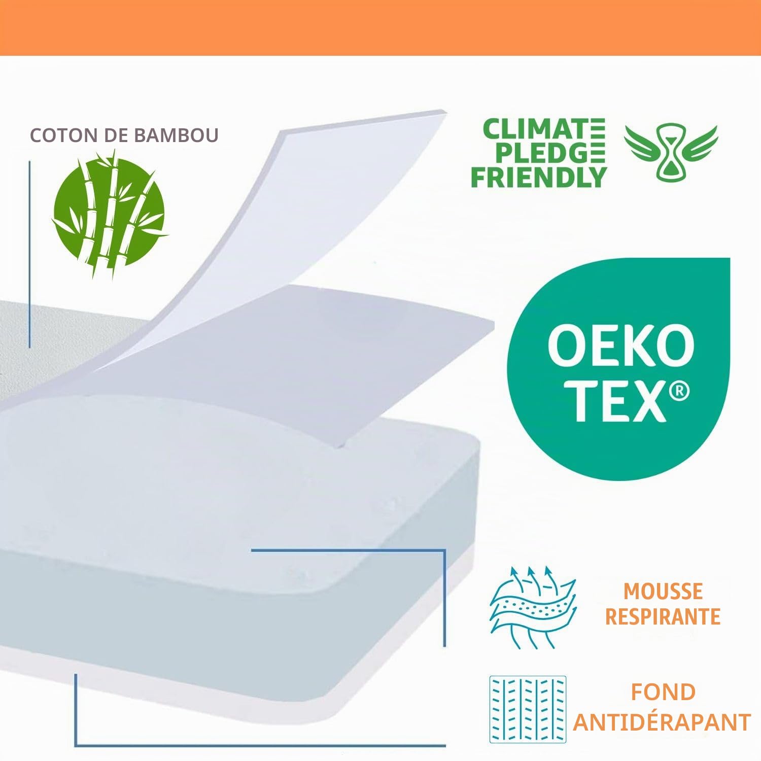 Matelas pour lit d'enfant 120x60x10cm pour Un Confort Maximal- Housse Amovible en Coton Bambou- Hypoallergénique-Oeko Tex.