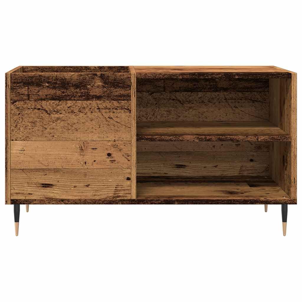 Armadietto in vinile, 84,5 x 38 x 48 cm, effetto legno anticato | Supporto per dischi con robusto telaio in metallo per soggiorno e sala musica, offre spazio stabile per giradischi.
