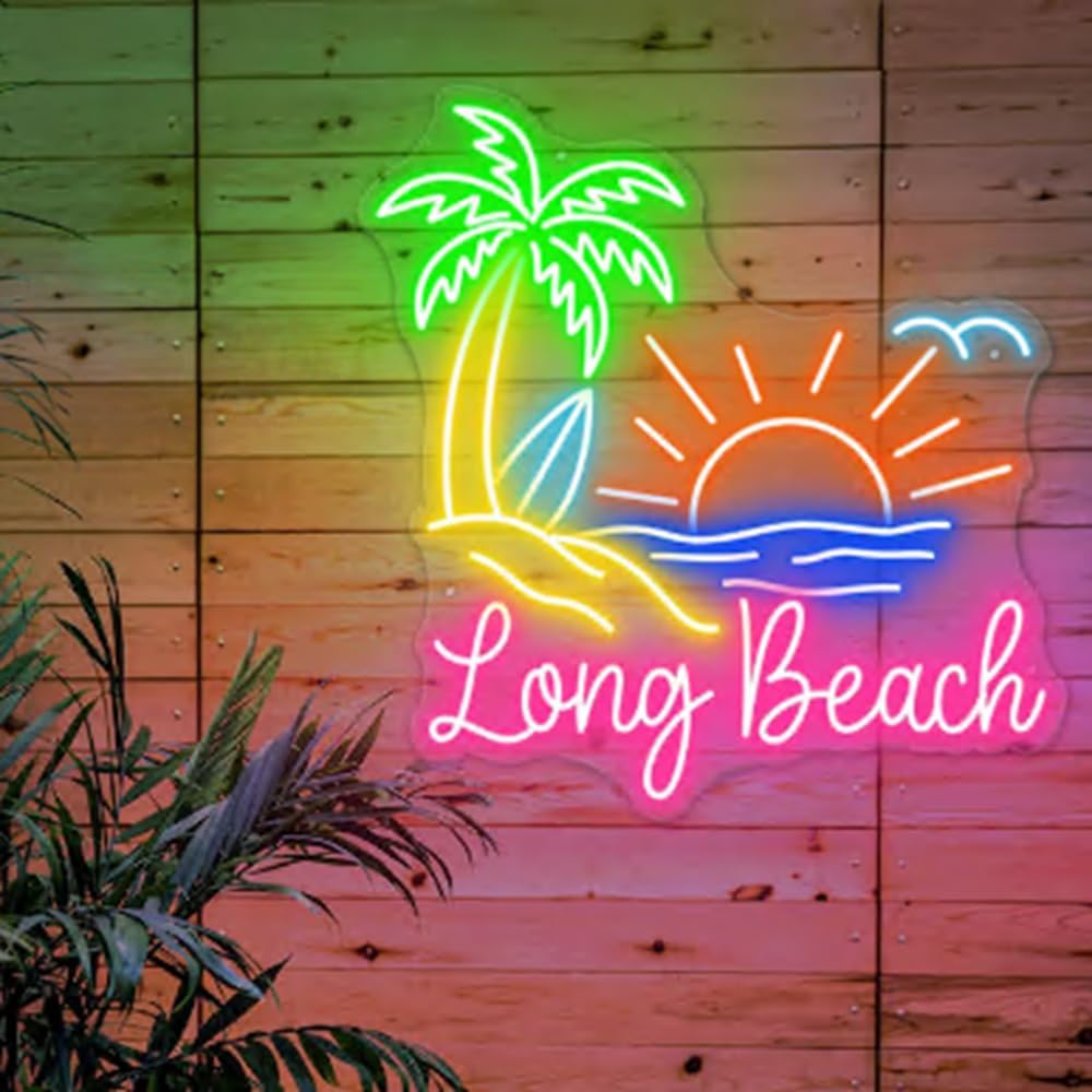 Flamingo Neon Sign Palm Tree Neon Sign, Flamingo Decor Beach House Sign Custom Flamingo Personalized Bar Sign Decor Christmas Lighted USB Size:13x11inch