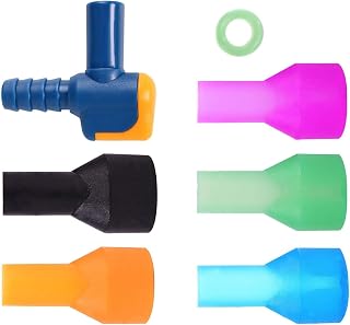 7PCS Bite Valve Replacement Kit with On-Off Switch and Silicone Mouthpieces for Hydration Bladder Camping Hiking Biking Gear