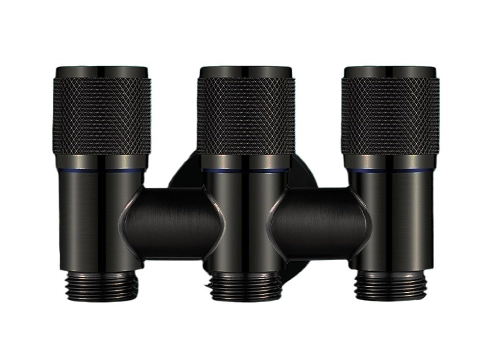Raccords de vanne d'entrée en acier inoxydable distributeur eau 3 voies noir pour plomberie maison