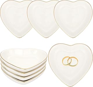 8 Pcs Ceramic Jewelry Tray Heart Jewelry Dish for Women, Trinket Dish Ri...