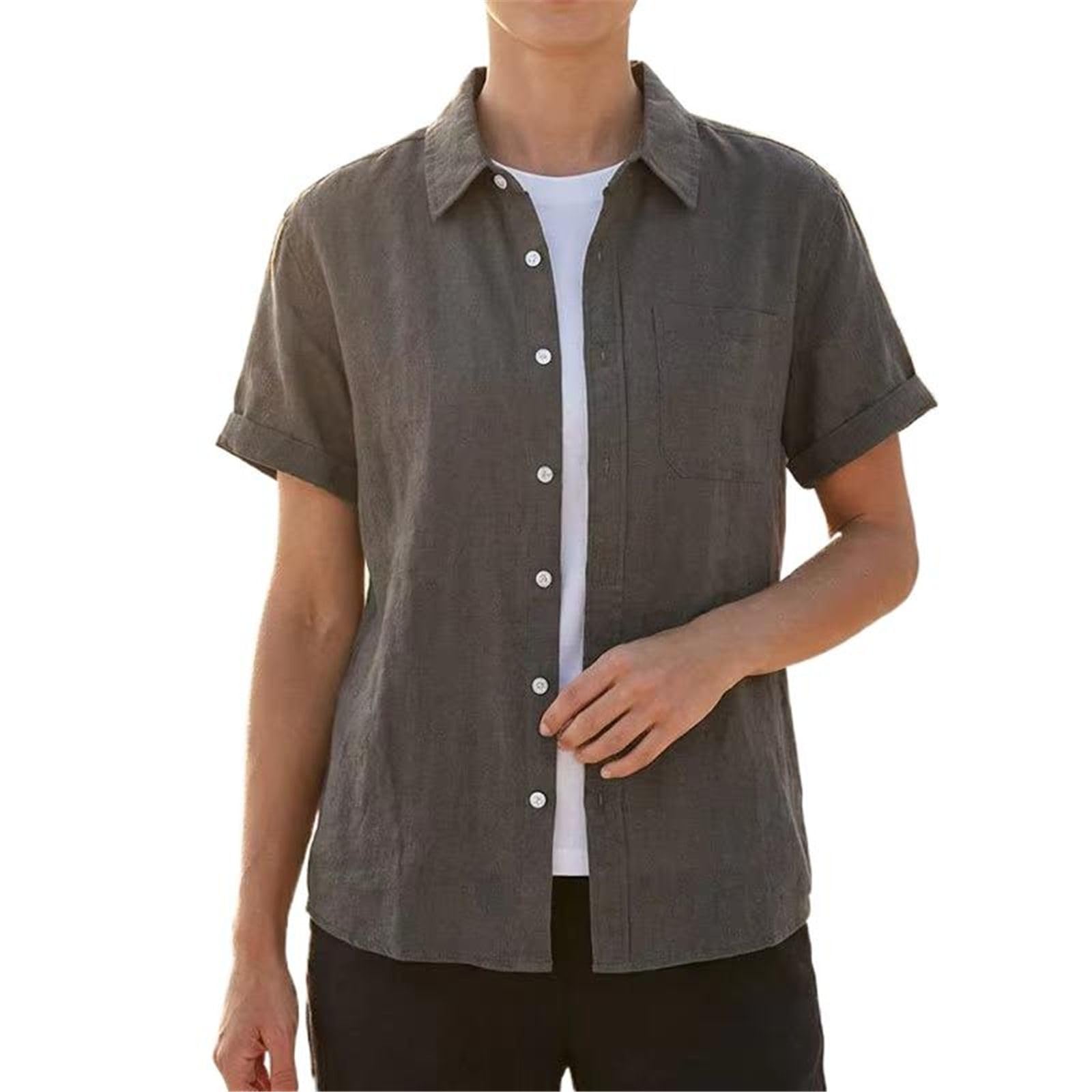 Camicetta Casual da Uomo con Taschino, Top Traspirante a Maniche Corte da Esterno per Vacanze estive