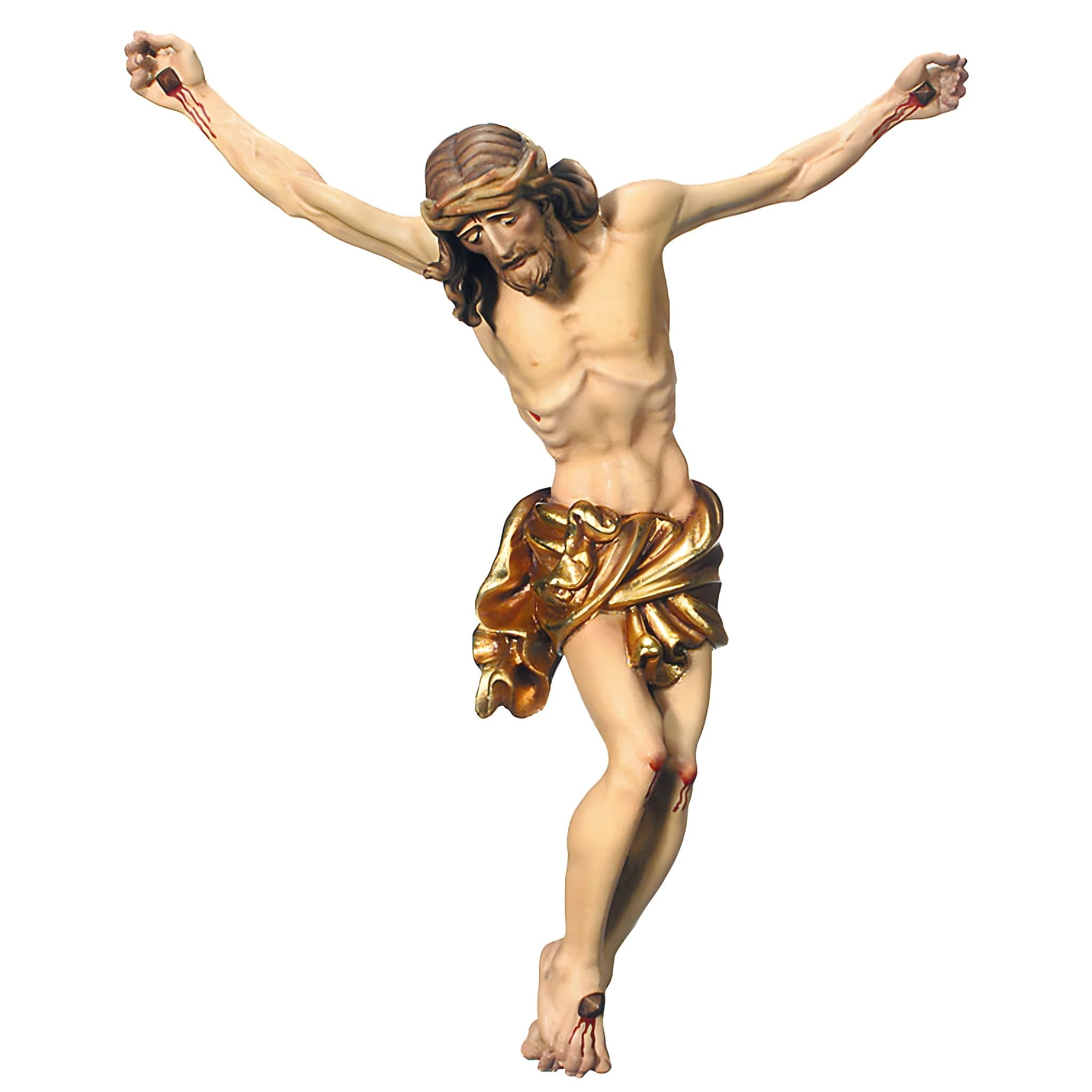 Dolfi | Barokowe ciało Chrystusa Jezusa 28 cm | Ręcznie malowane drewno w Val Gardena | Religijny